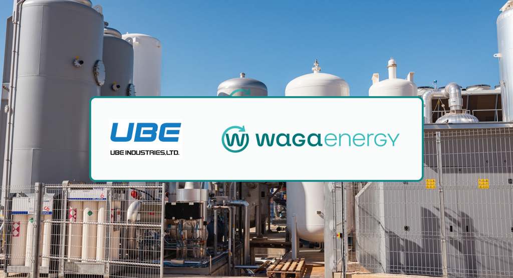 Graphic - Banner for UBE and Waga Energy's article about their collaboration in Can Mata.