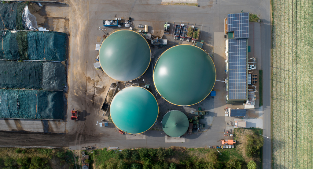 Visual - Aerial overview of a biogas site.