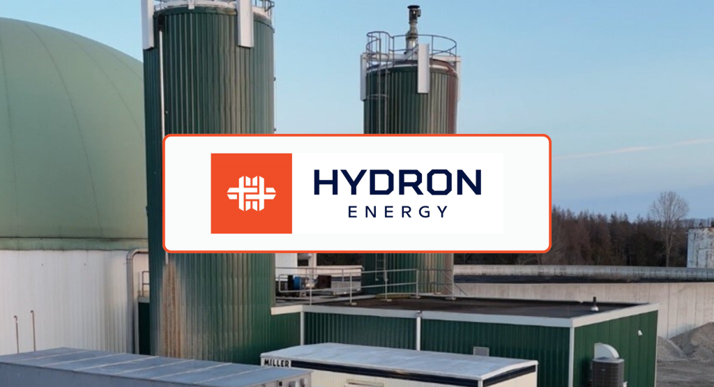 Visual - Banner for Hydron Energy's article. It contains Hydron Energy's logo over a biogas plant site.