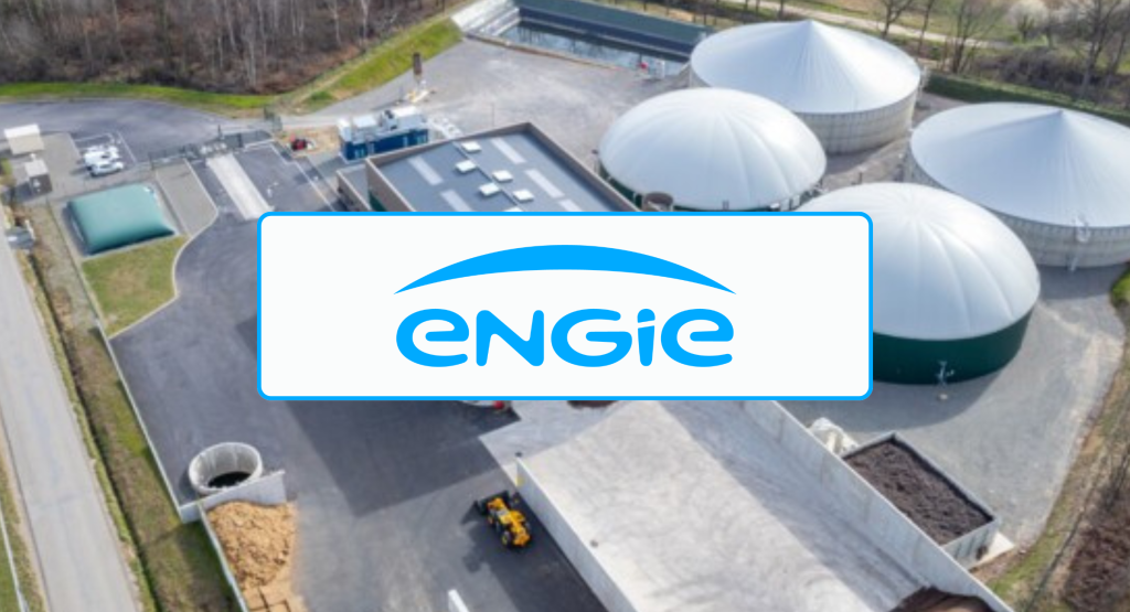 Visual - Banner for ENGIE's article. There are multiple biogas plants engineered by ENGIE on the banner.