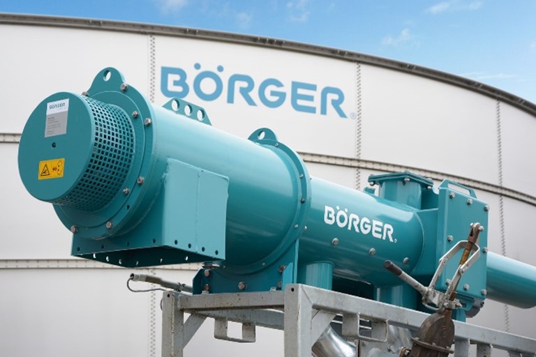 Graphic - Börger's Bioselect rotary pump plugged to a biogas plant.