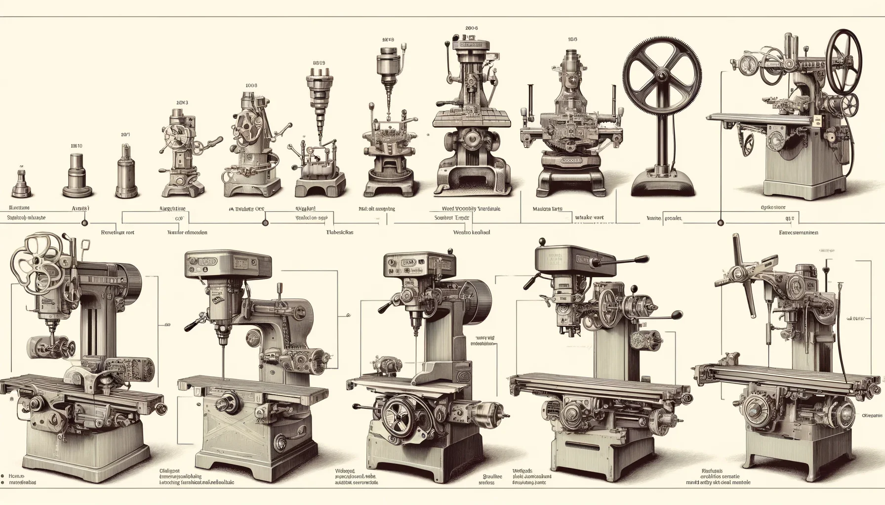Graphic - The evolution of milling machines over the centuries.