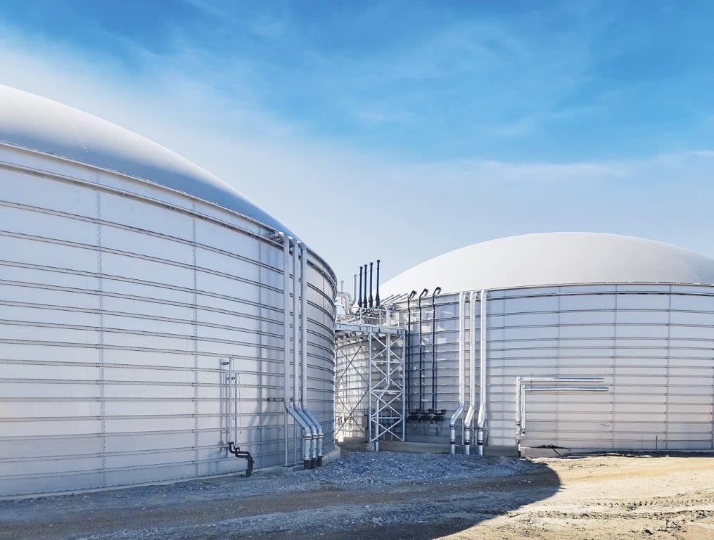 Visual - Two anaerobic digesters made by PlanET Biogas in the USA.