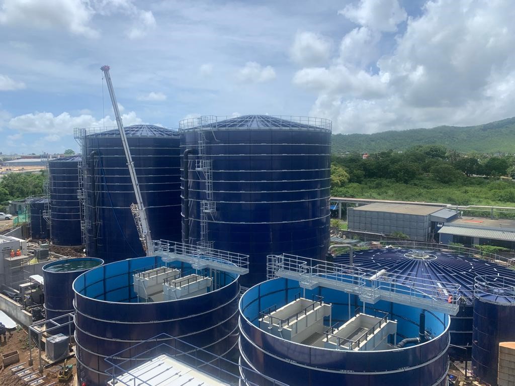 Picture - Overview of several anaerobic digesters by Balmoral Tanks.