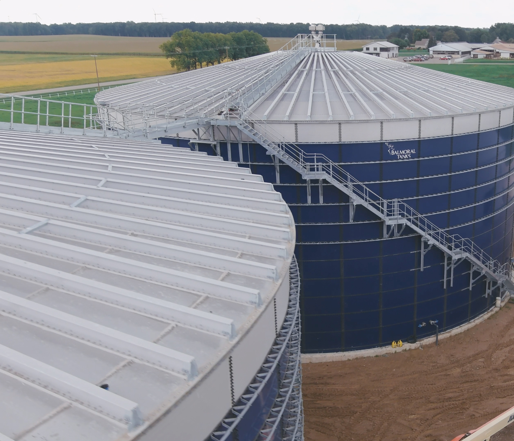 Picture - Two anaerobic digesters by Balmoral Tanks.