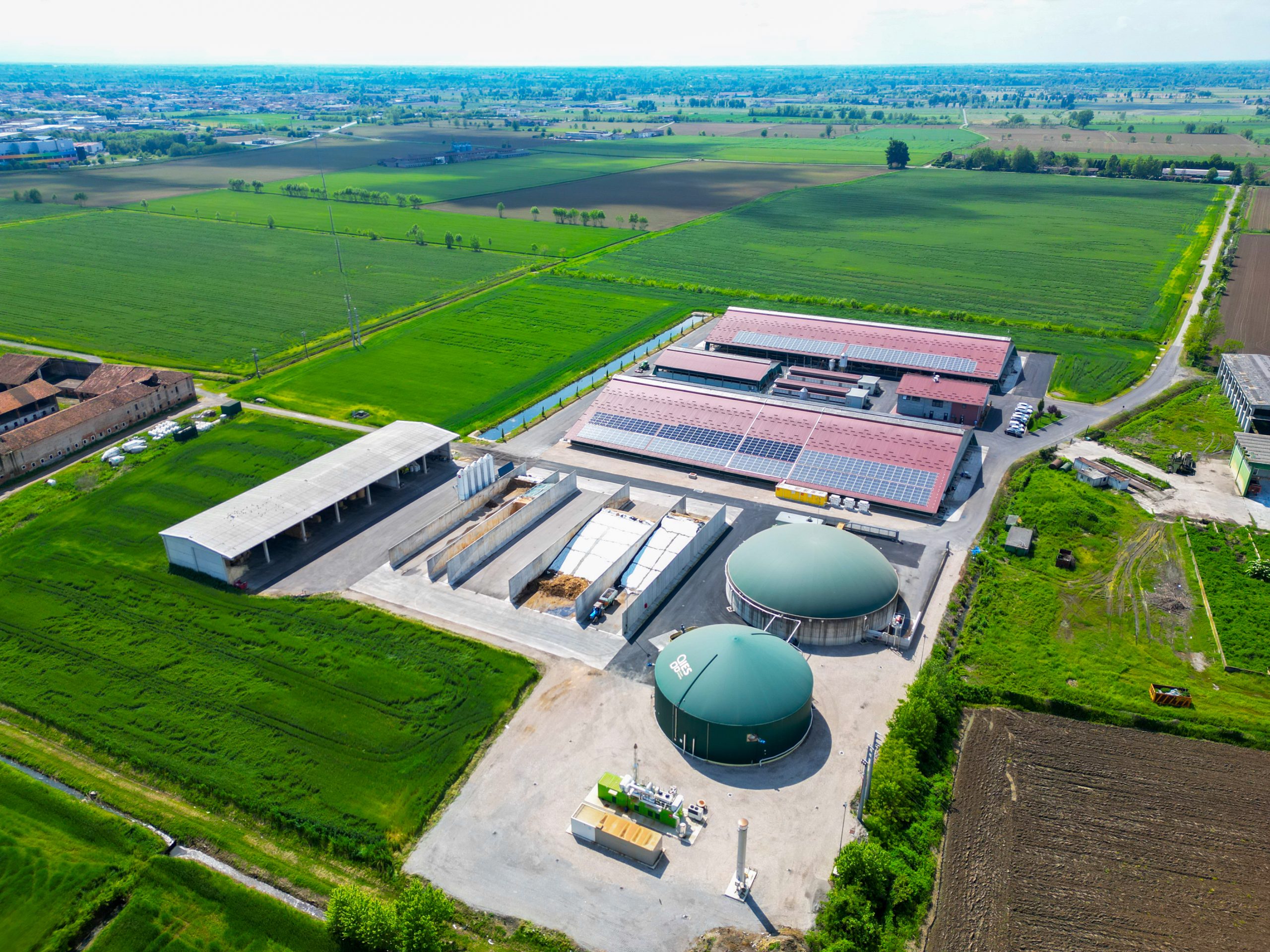 Picture - Aerial view of Gruppo AB's biogas plant site.