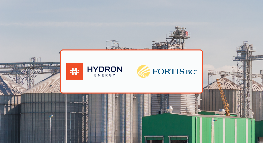 Graphic - Banner for Hydron Energy's press release about their new collaboration with FortisBC.