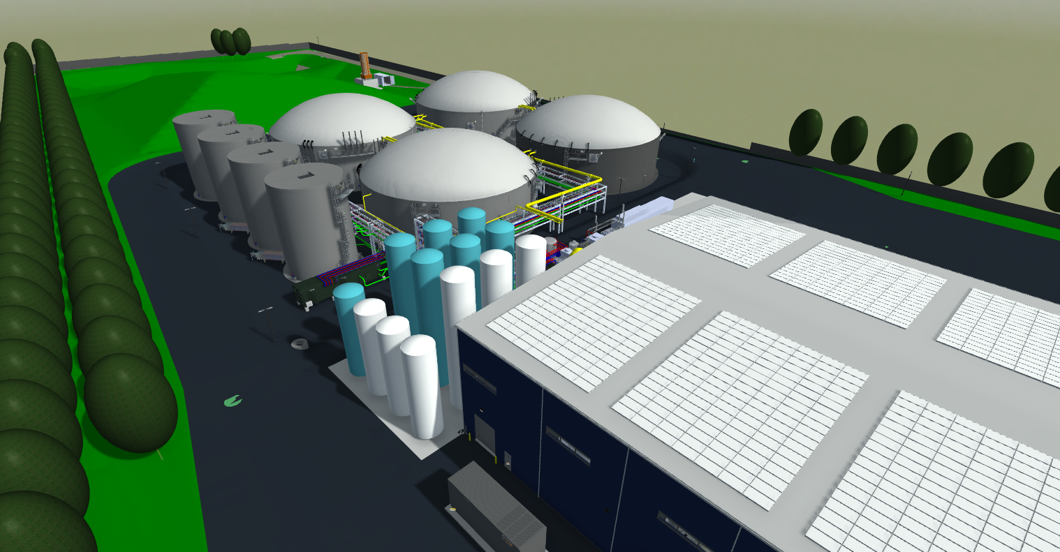 Picture - PlanET Biogas' concept for their future anaerobic digestion tanks.