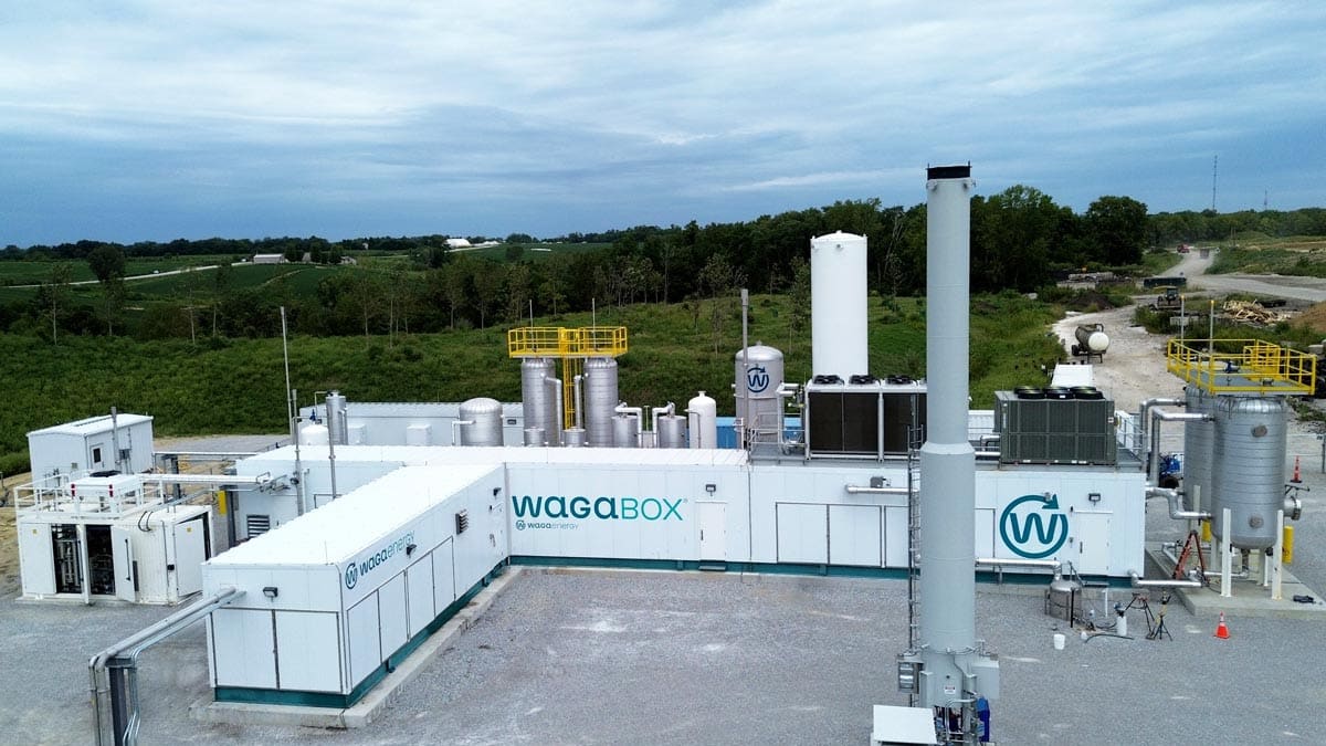 Picture - View of a WAGABOX® Renewable Natural Gas (RNG) production unit.